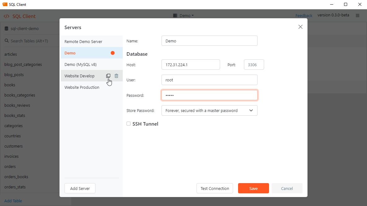 SQL Client GUI - SSH Tunnel